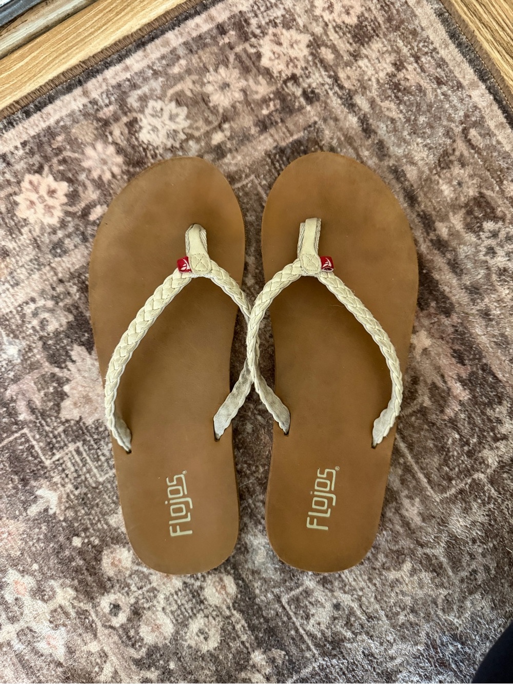 Flojos Women's Braided Strap Sandals - Tan and Beige